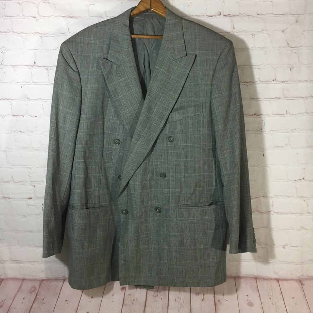 Ermenegildo Zegna glen plaid DB suit jacket 56R